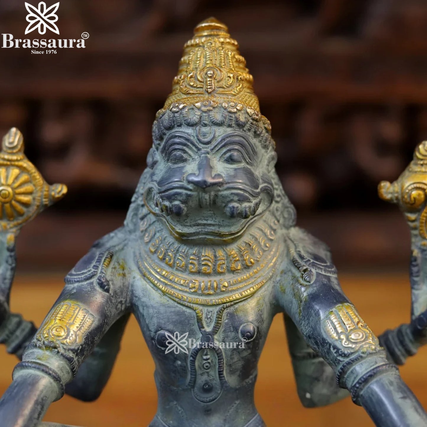 Brass Narshimha Statue For Home Decor And Gift Items Weight 5.8Kg And Height 10.5 Inches