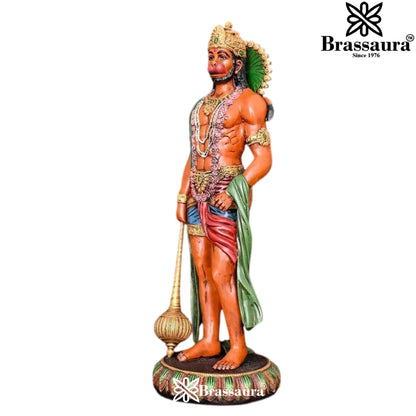 Brassaura™ Brass Standing Hanuman Idol – Height 23 Inches & Weight 12.2 Kgs | Divine Gifting