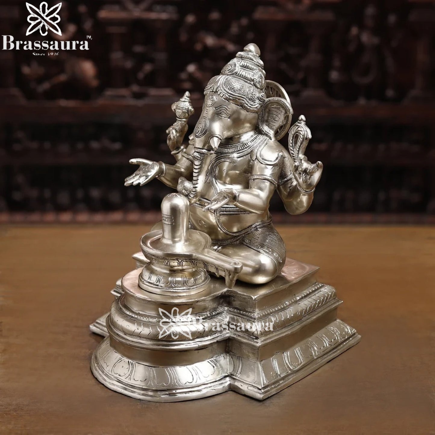 Brass Ganesha & Shivling Weight 15.8 Kg & Height 14.5 Inch