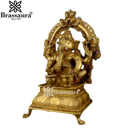 Brass Music Ganesha Play Tabla Statue Weight 1.98 Kg And Height 7.8 Inch