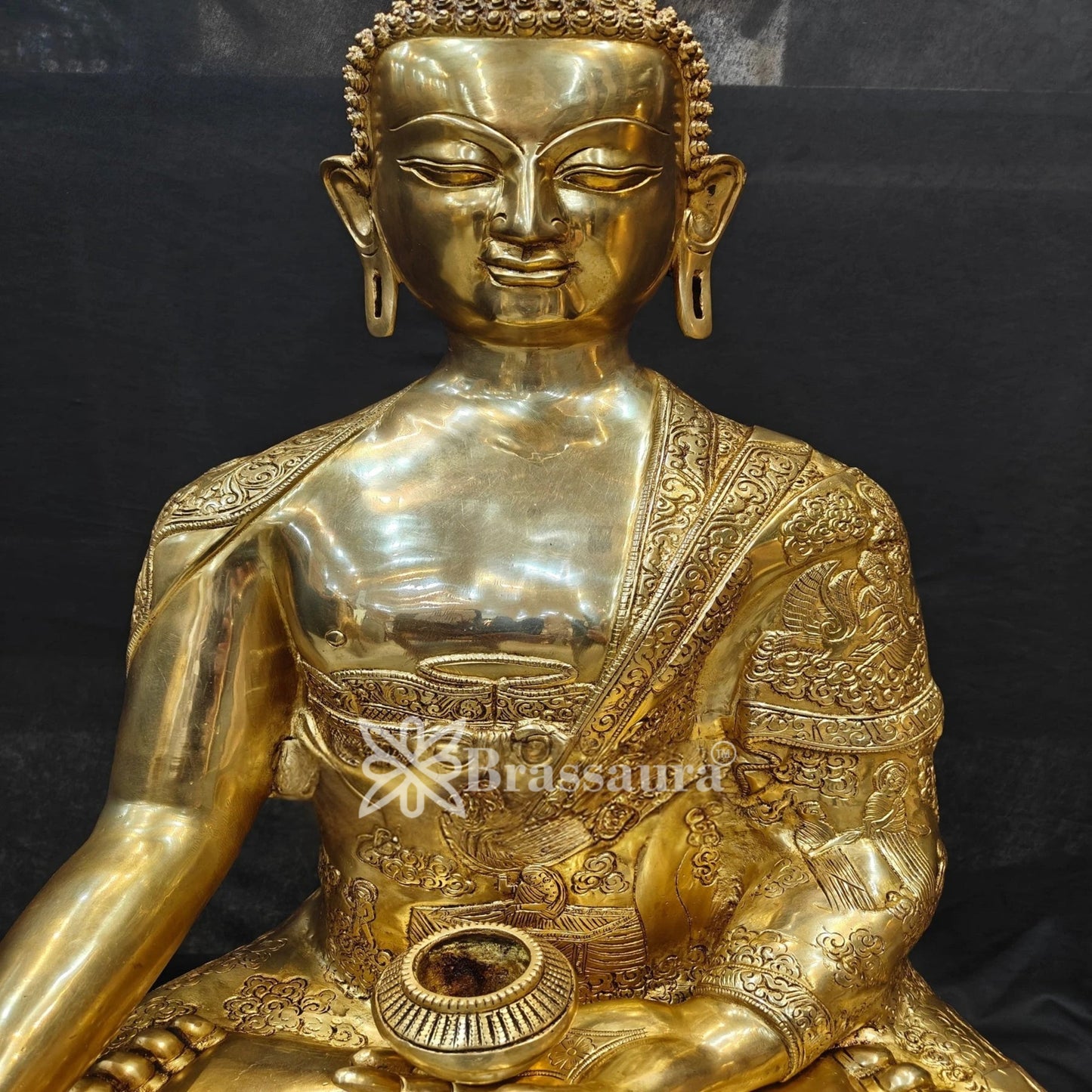 Brass Bhumisprasa Buddha Weight 52 kg & Height 33 Inch