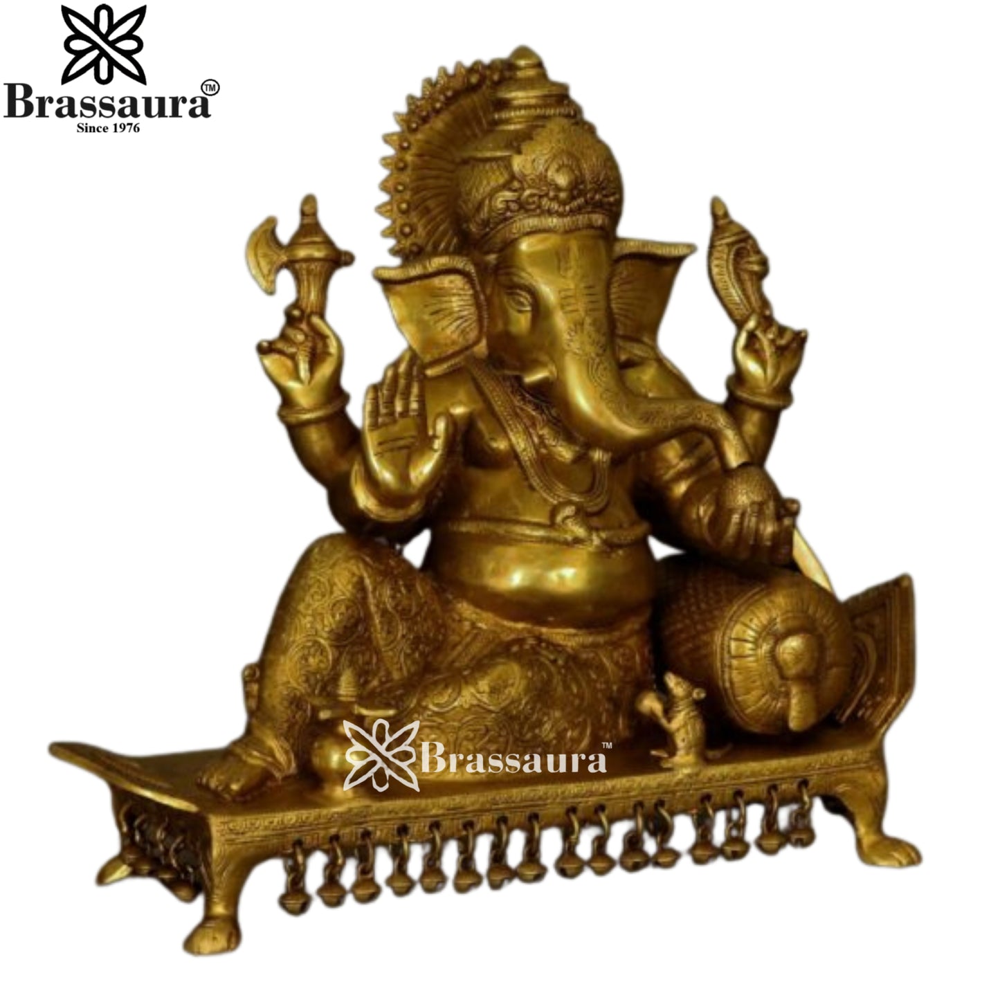 Brass Relaxing Ganesha Statue Weight 16.9 Kg & Height 16 Inch