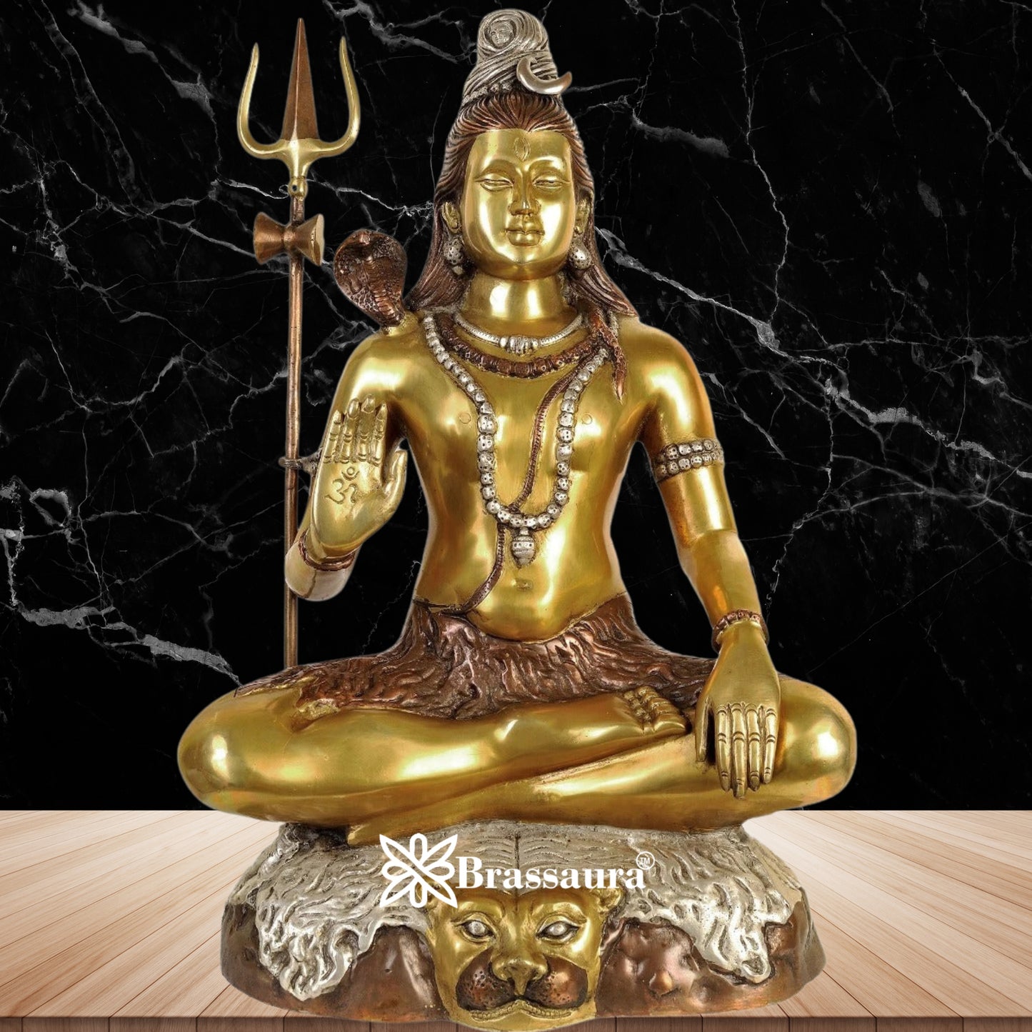 Brassaura™ Premium Brass Lord Shiva Idol – Height 22 Inches & Weight 15 Kgs | Spiritual Use