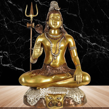 Brassaura™ Premium Brass Lord Shiva Idol – Height 22 Inches & Weight 15 Kgs | Spiritual Use