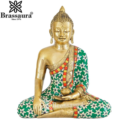 Brass Bhumisprasa Buddha Weight 8 kg & Height 14 Inch