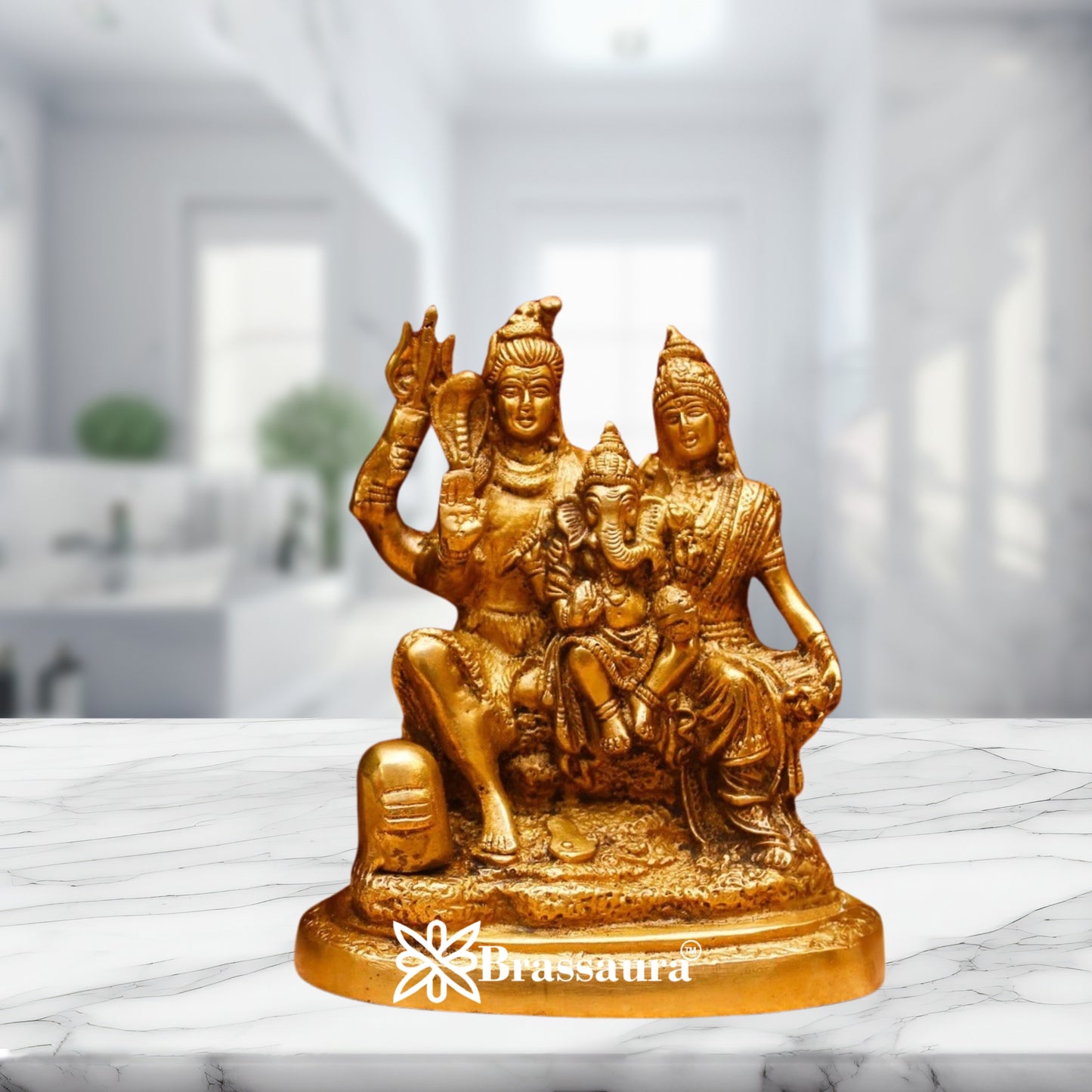 Brass Classic Shiv Family  Weight 1.4 Kg & Height 6 Inch