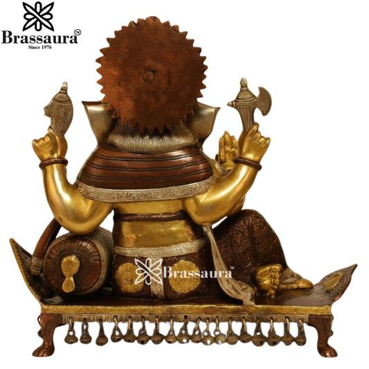 ब्रासॉरा® विश्राम मुद्रा गणेश पीतल प्रतिमा | शुद्ध पीतल | ऊंचाई 16 इंच