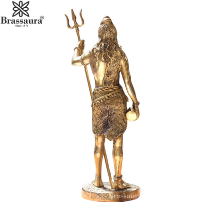 Brassaura™ Large Brass Shiva Idol – Height 17 Inches & Weight 6 Kgs | Spiritual Home & Temple Décor