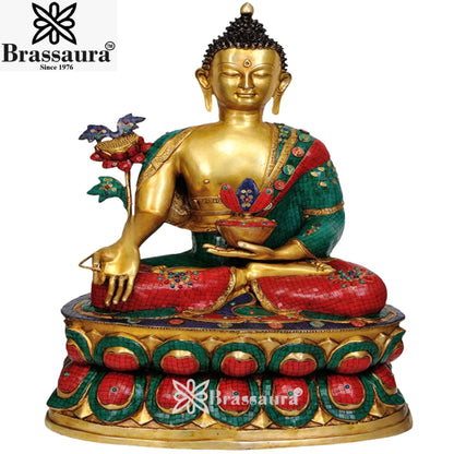 Brass Bhumisprasa Gem Stone Work Buddha Weight 58 Kg & Height 38 Inch