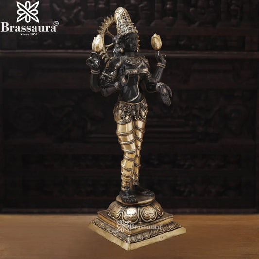 Brassaura™ Sacred Brass Laxmi Murti – Height 51 Inches & Weight 49.66 Kgs | Spiritual Home Idol