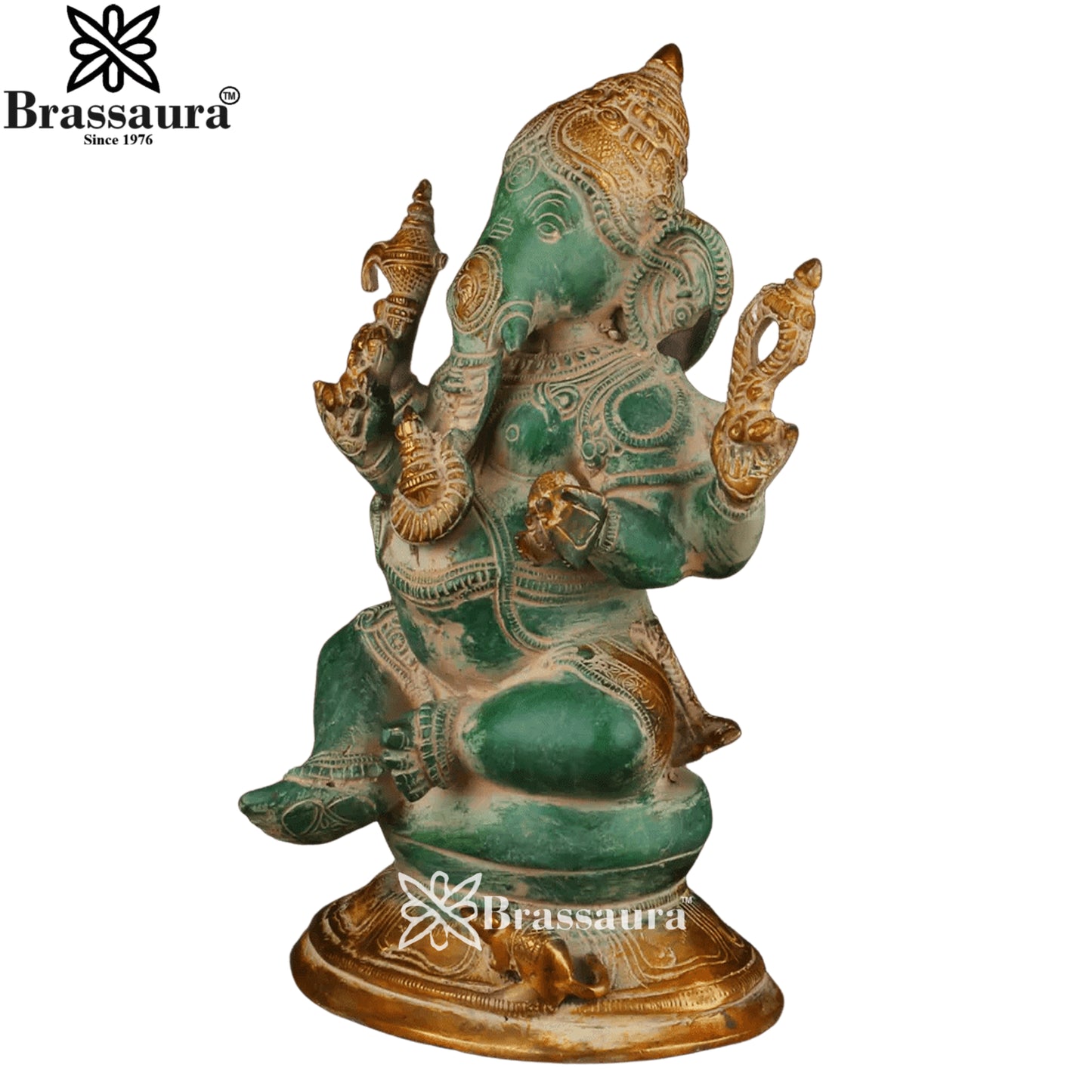 Brass Patina Ganesha Weight 4 Kg & Height 9.5 Inch