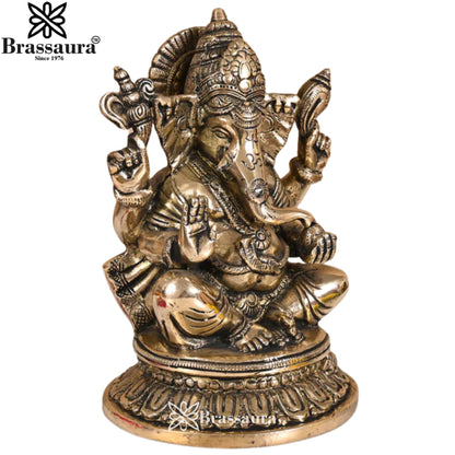 Brass Ganesha Statue Weight 1.74 Kg & Height 6 Inch
