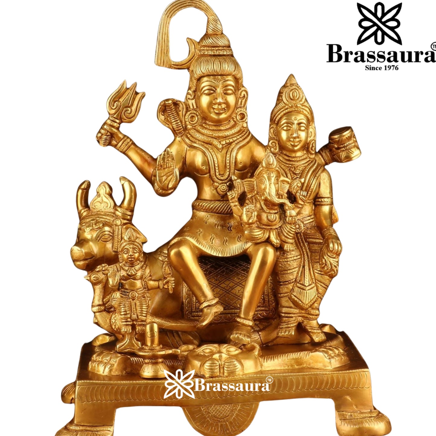 Brass Royal Golden Shiv Family  Weight 3 Kg & Height 8 Inch