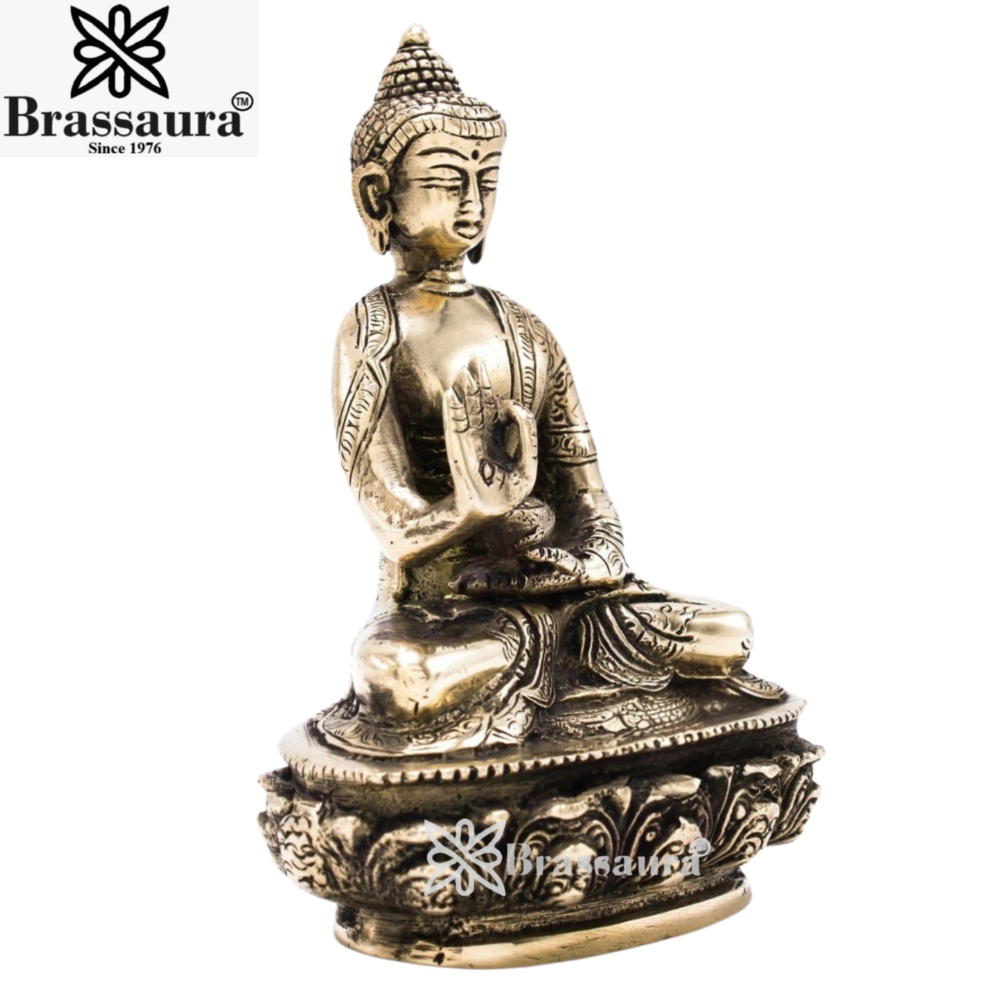 Brass Blessing Buddha Weight 0.9 kg & Height 5.5 Inch