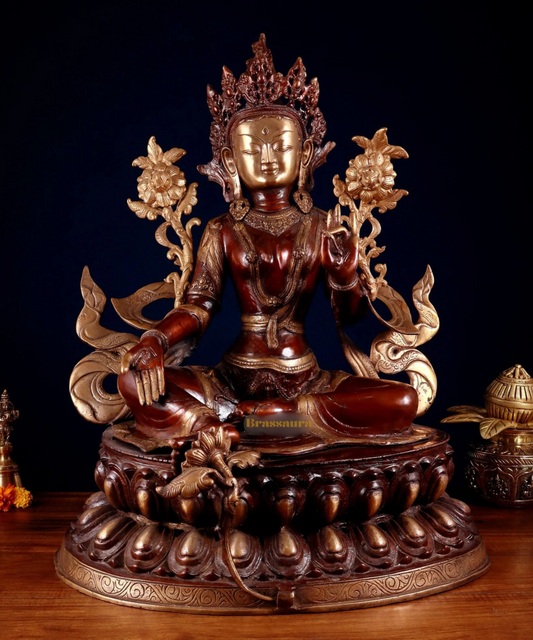 Brassaura™ Pure Brass Tara Statue – Height 24.5 Inches, Weight 22 Kgs