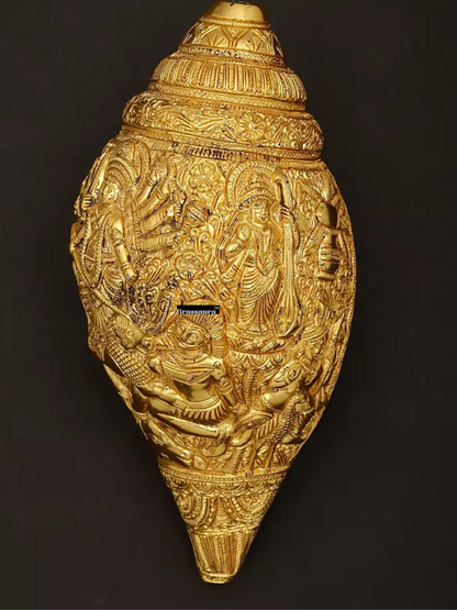 Brassaura™ Conch with Goddess Durga, Saraswati, Lakshmi & Ganesha – Height 4.53 inches | Weight 2 kgs