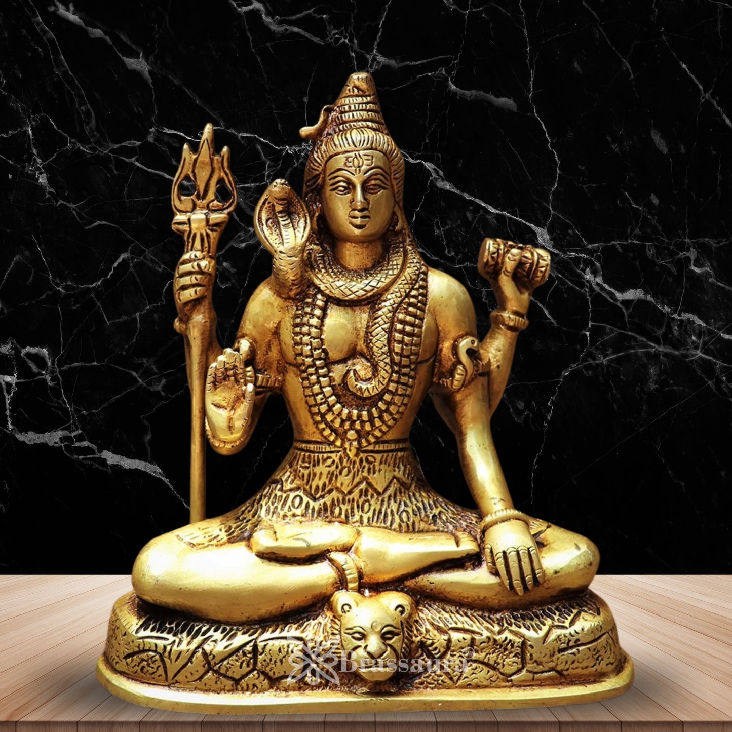 Brassaura™ Brass Lord Shiva Murti – Height 8 Inches & Weight 2.5 Kgs | Sacred Home Décor