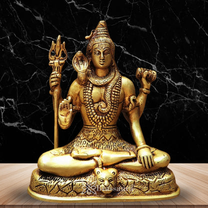 Brassaura™ Brass Lord Shiva Murti – Height 8 Inches & Weight 2.5 Kgs | Sacred Home Décor