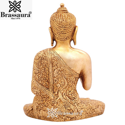 Brass Blessing Artistic Buddha Weight 2.3 kg & Height 8 Inch