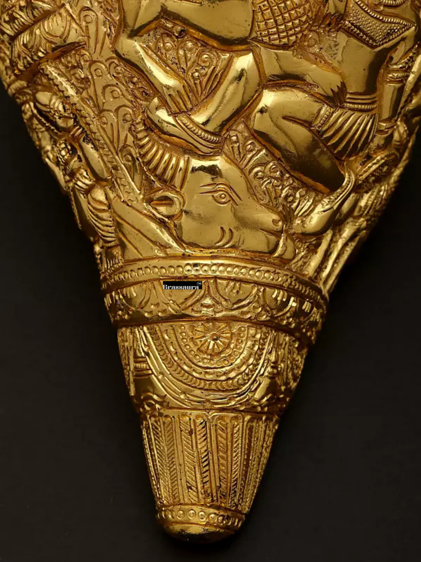 Brassaura™ Conch with Goddess Durga, Saraswati, Lakshmi & Ganesha – Height 4.53 inches | Weight 2 kgs