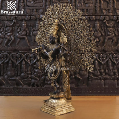 Brass Krishna Murti Weight 34.76 Kg And Height 37.5 Inch