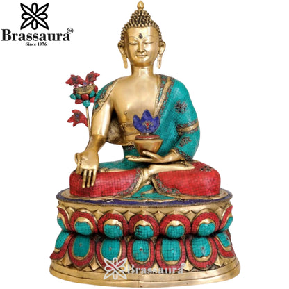 Brass Bhumisprasa Gem Stone Work Buddha Weight 48 kg & Height 38.4 Inch