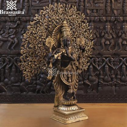 Brass Krishna Murti Weight 34.76 Kg And Height 37.5 Inch