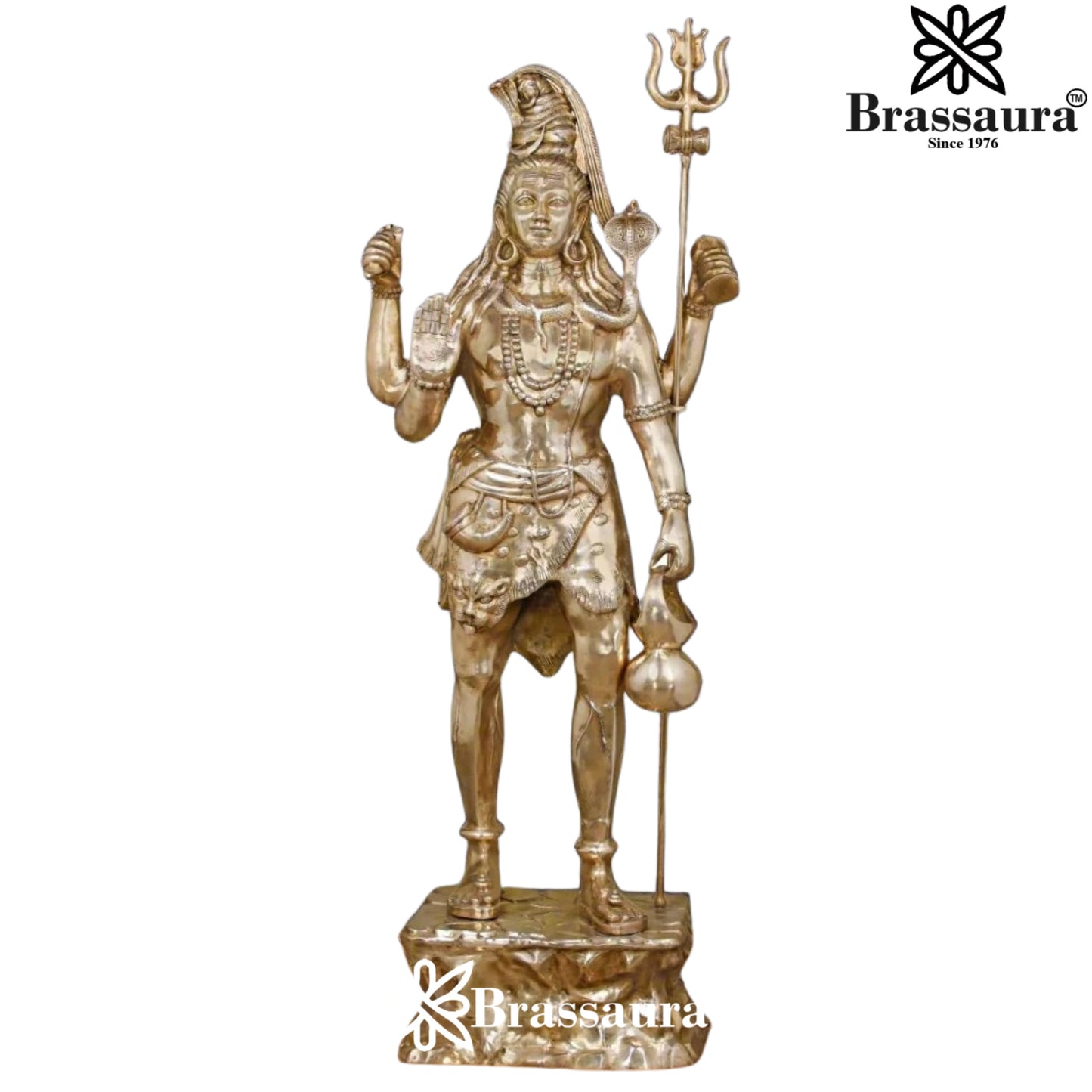 Brassaura™ Large Brass Lord Shiva Statue – Height 90 Inches & Weight 186 Kgs | Devotional Idol Online