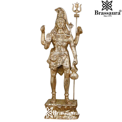 Brassaura™ Large Brass Lord Shiva Statue – Height 90 Inches & Weight 186 Kgs | Devotional Idol Online