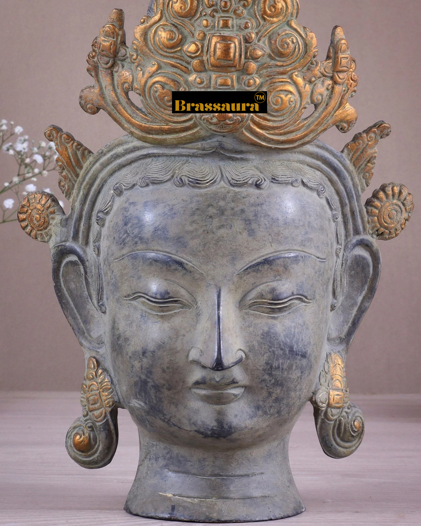 Brassaura™ Pure Brass Tara Statue – Height 12 Inches, Weight 4 Kgs