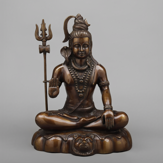 ब्रेसोरा™ शुद्ध पीतल भगवान शिव मूर्ति – 17.5 इंच ऊंचाई, 12.860 किग्रा वजन – हस्तनिर्मित राजसी प्रतिमा