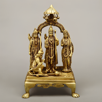 Brassaura™ Pure Brass Ram Darbar Idol – 14 Inch Height, 5.270 Kg Weight – Handcrafted Golden Finish Statue