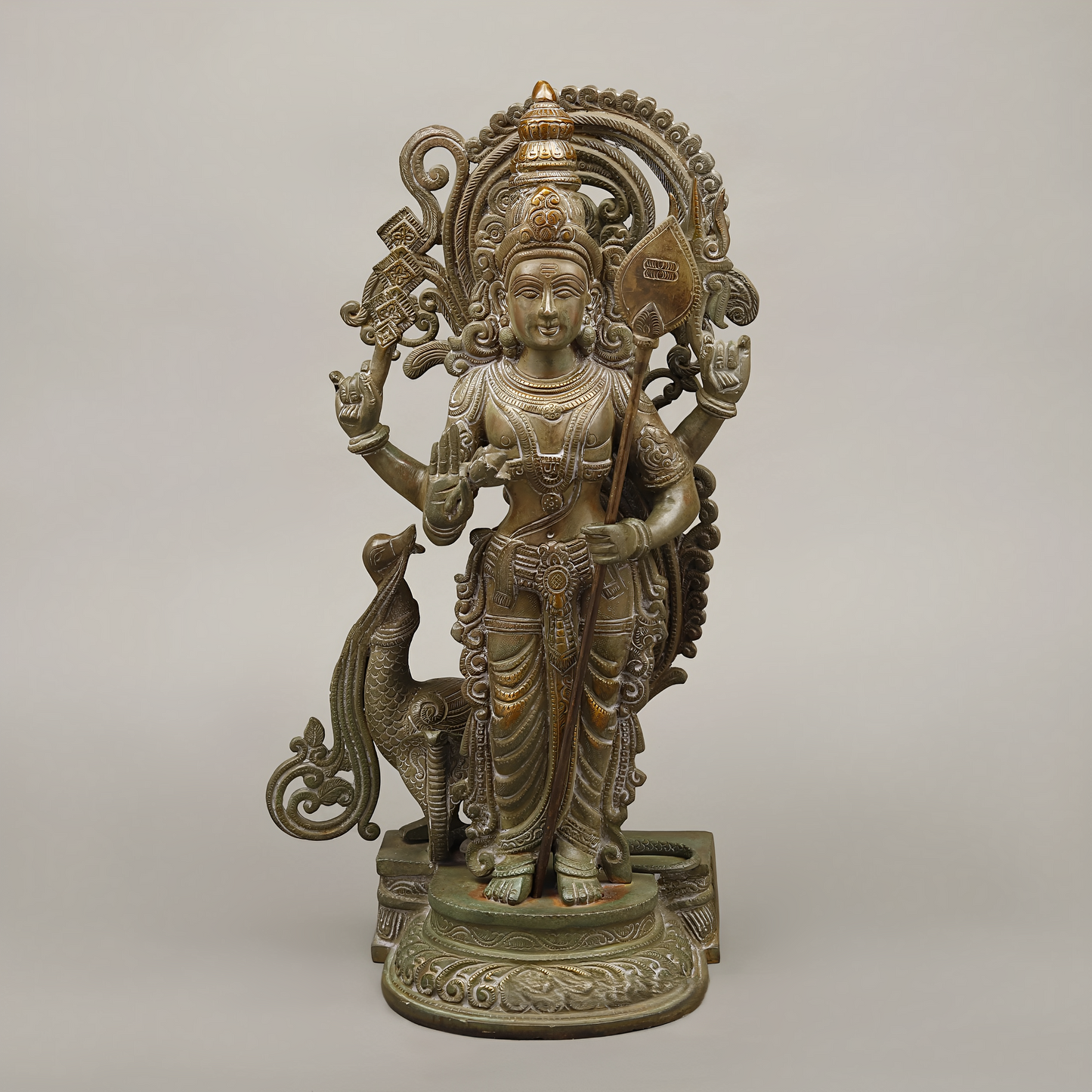 Brassaura™ Kartikeya Murugan Statue – 20 Inches Height, 13.39 Kgs – Exquisite Brass Idol