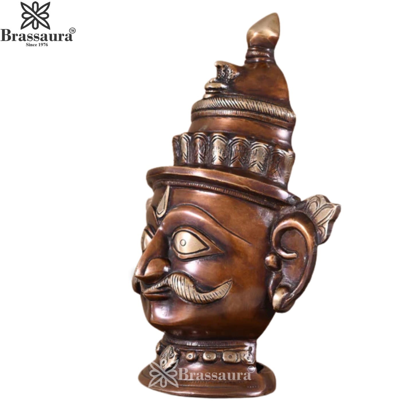 Brass Shiva Mask Statue Weight 1.44 Kg And Height 8.5 Inch