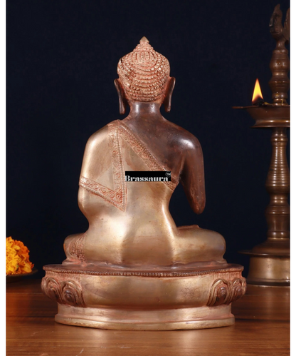 Brassaura™ Pure Brass Blessing Buddha Statue – Height 10.5 Inches, Weight 3.42 Kgs