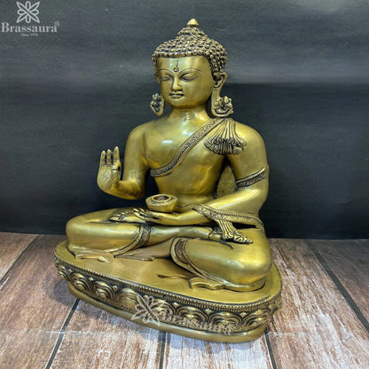 Brass Blessing Buddha Weight 16.2 kg & Height 19 Inch