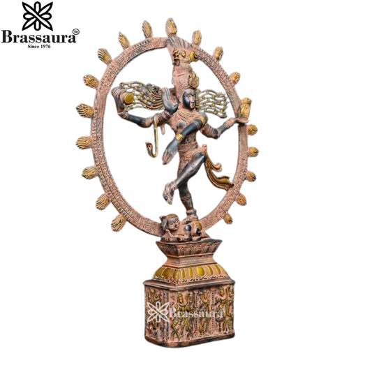 Brassaura™ Brass Nataraja Statue | Antique Finish | Height 23.2 Inches & Weight 11.34 Kgs