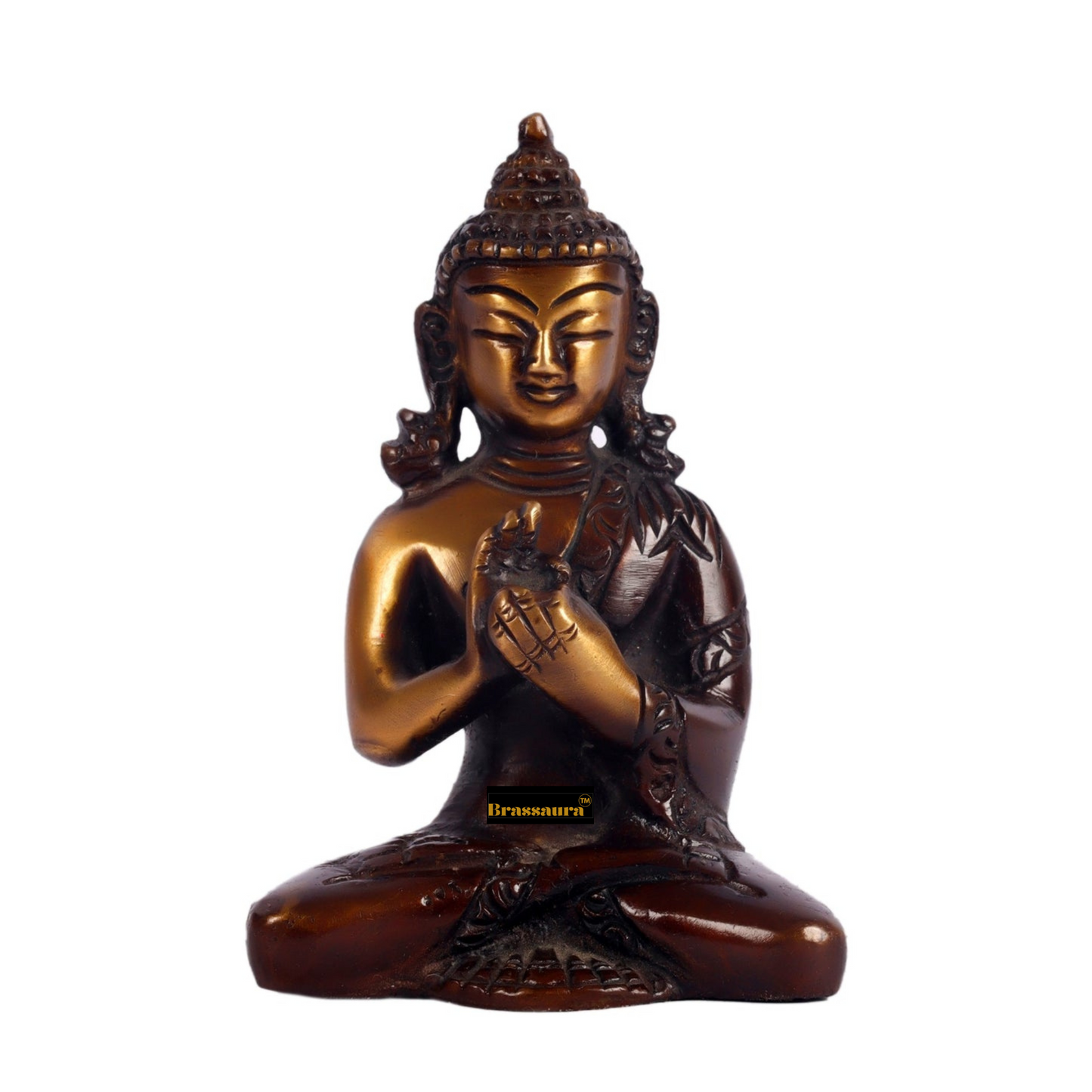 Brassaura™ Set of 6 Miniature Brass Buddha Statues – Height 3 Inches | Weight 1.2 Kgs | Different Mudras