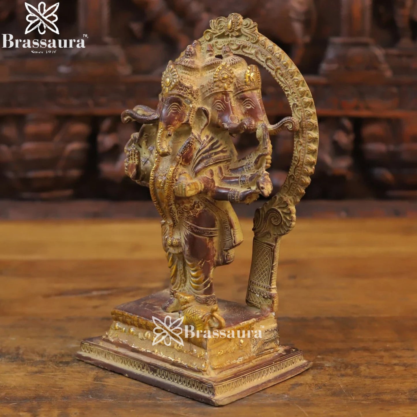 Brass Ring Ganesha Weight 3.88 Kg & Height 11 Inch