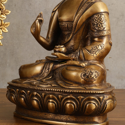Brassaura™ Pure Brass Blessing Buddha Statue – Height 12.5 Inches, Weight 4.4 Kgs