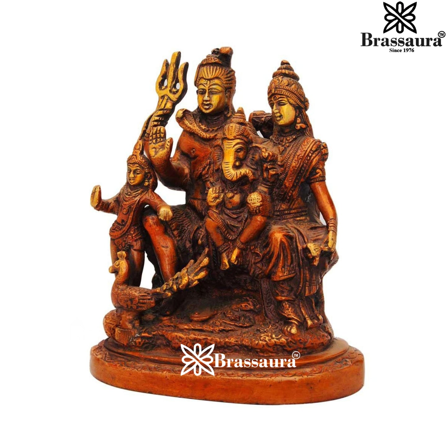 Brass Antique Shiv Family  Weight 1.4 Kg & Height 5 Inch