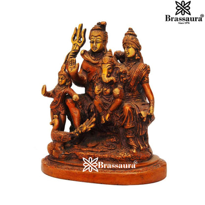 Brass Antique Shiv Family  Weight 1.4 Kg & Height 5 Inch