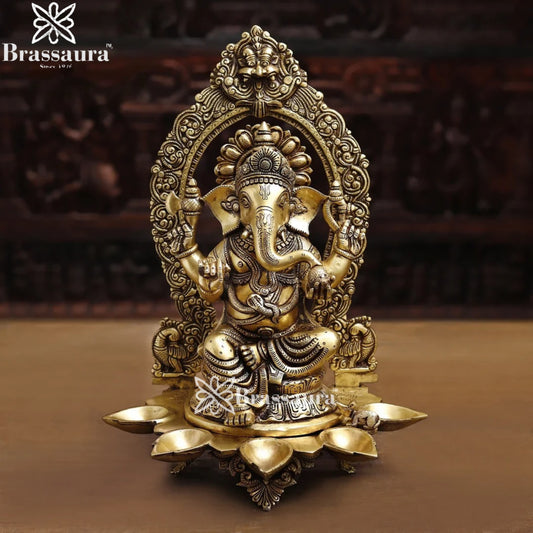 Brass Ring Ganesha Weight 12.6 Kg & Height 18 Inch