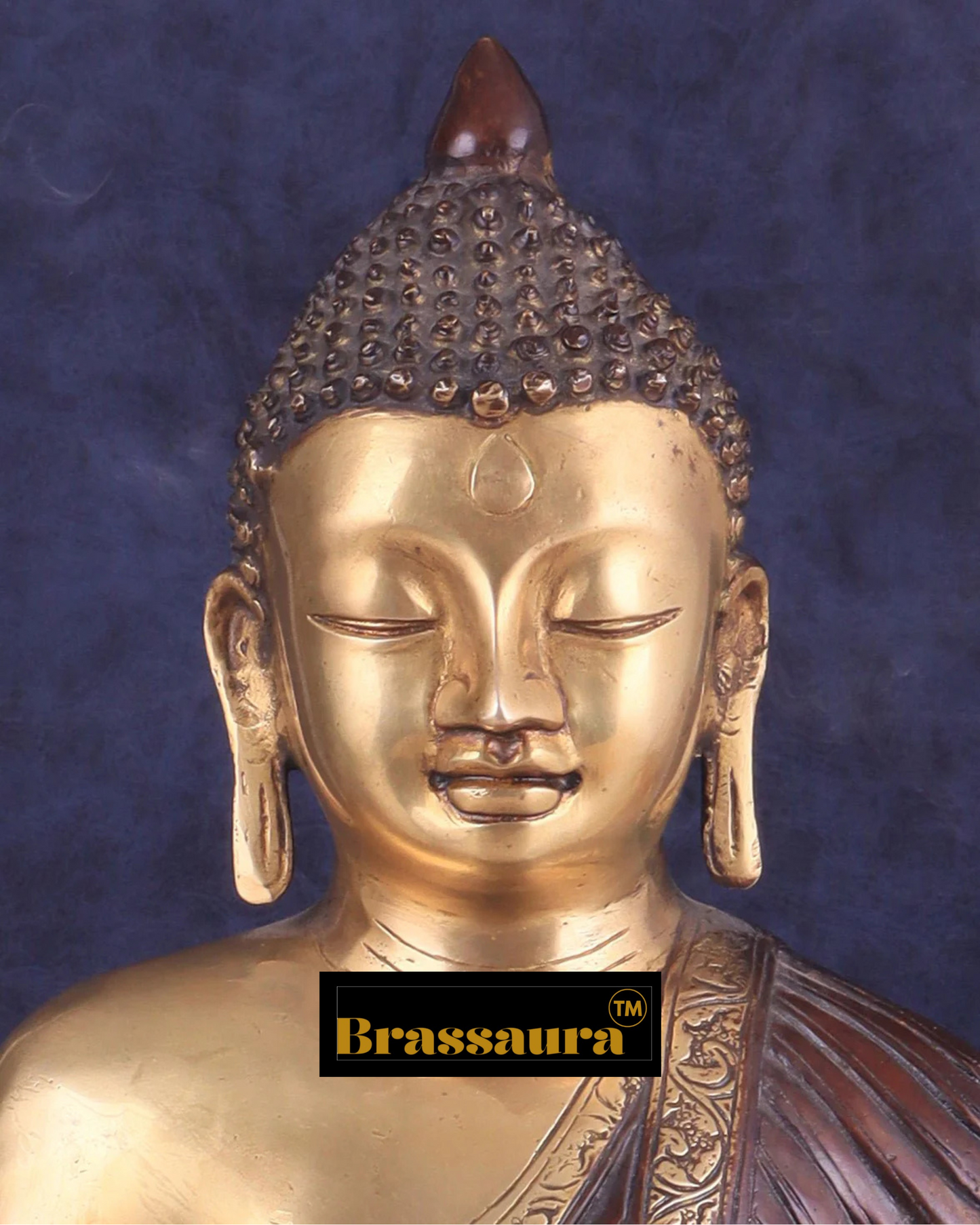 Brassaura™ Pure Brass Buddha Statue in Dharma Chakra Mudra – Height 14 Inches, Weight 7 Kgs
