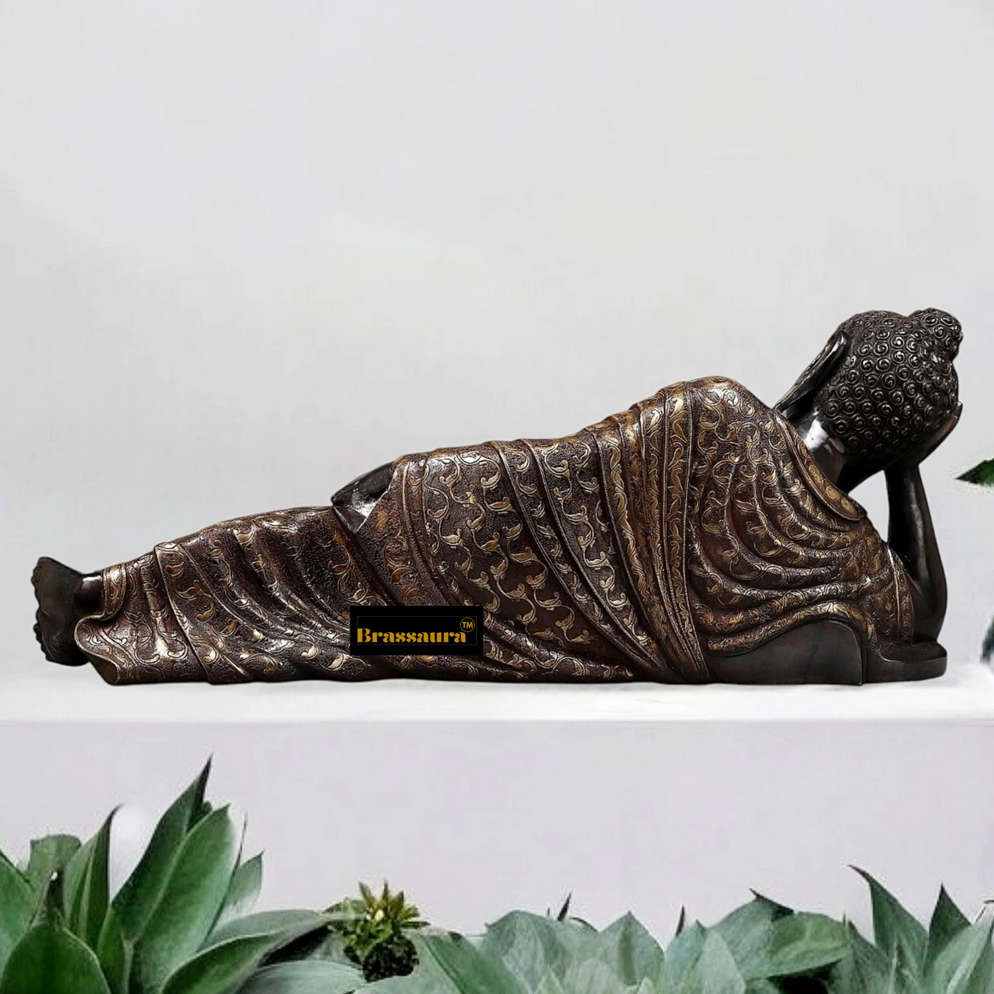 Brassaura™ Pure Brass Buddha Idol – Height 19 Inches, Weight 61.21 Kgs