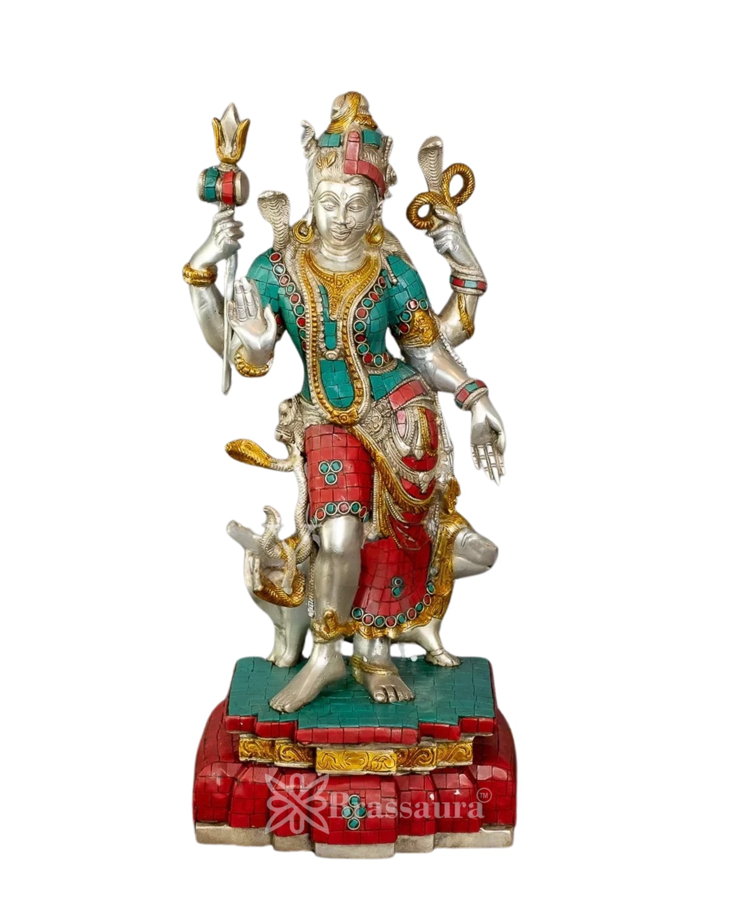 Brass Gem Stone Work Aardhnareshwar Statue Weight 10 Kg And Height 19 Inch
