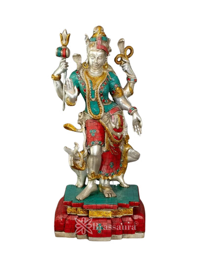 Brass Gem Stone Work Aardhnareshwar Statue Weight 10 Kg And Height 19 Inch