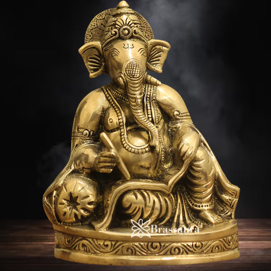 Brass Ganesha Statue Weight 1.8 Kg And Height 7.5 Inch