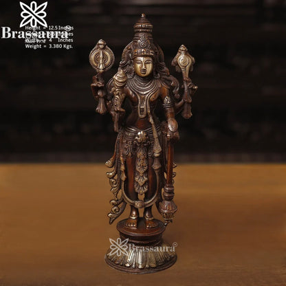 Brass Vishnu Statue Weight 3.38 Kg And Height 12.5 Inch