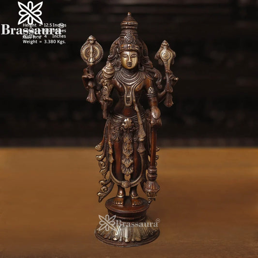 Brass Vishnu Statue Weight 3.38 Kg And Height 12.5 Inch